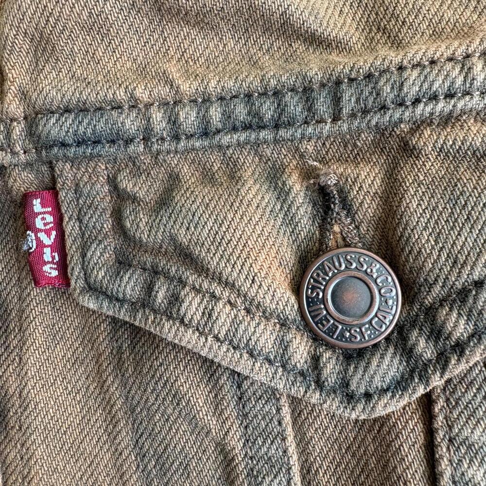 NWT Levis Womens Denim Trucker Vest Brown Garment Dye Button Front Cotton XS - Picture 5 of 8